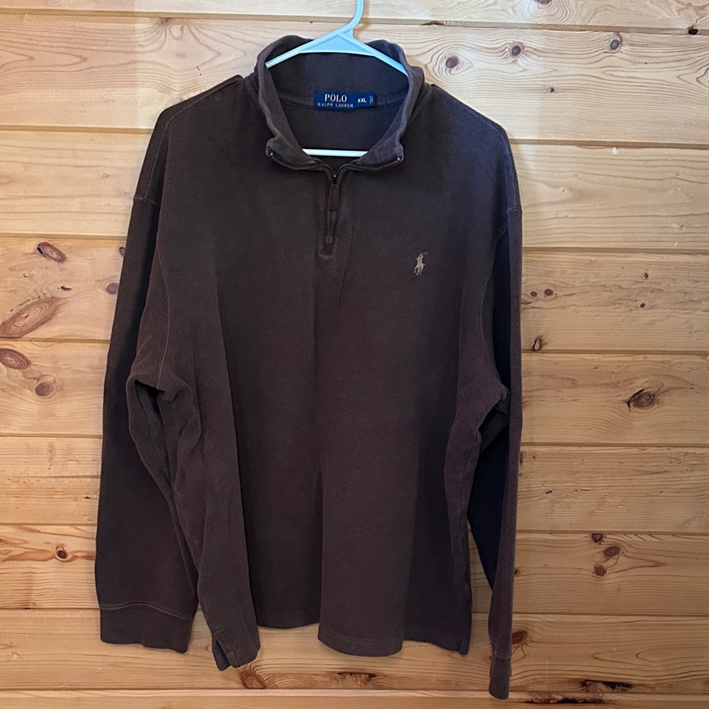 Polo Ralph Lauren Long Sleeve Quarter Zip Brown Pullover XXL